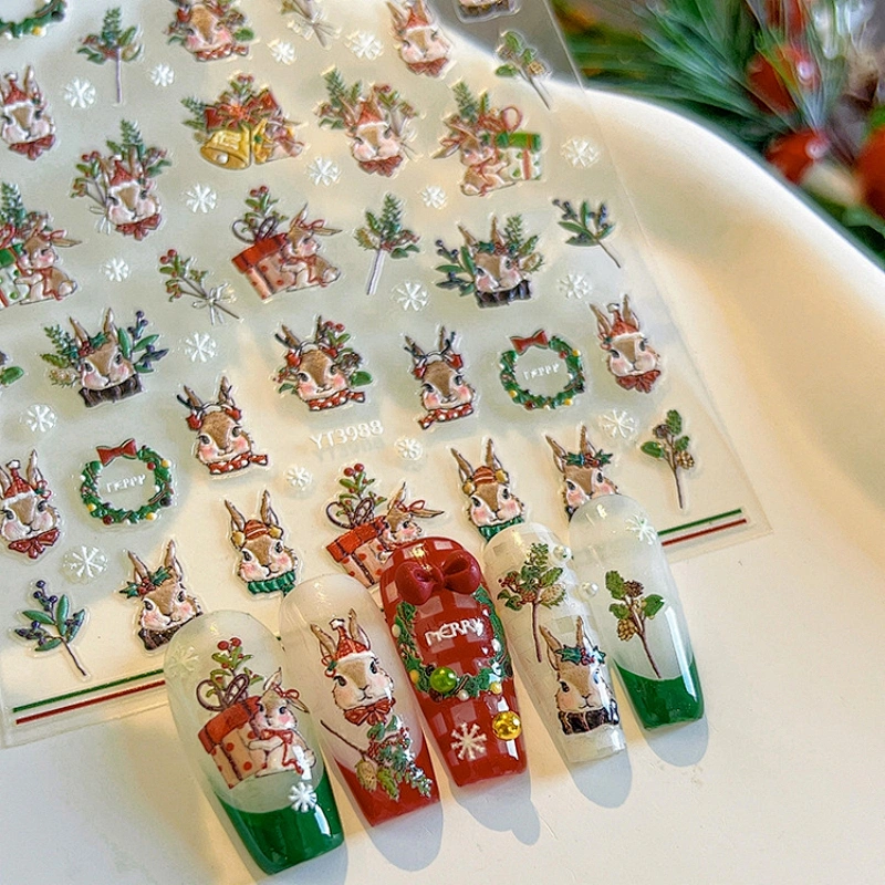 Santa Claus Wreath Nail Stickers